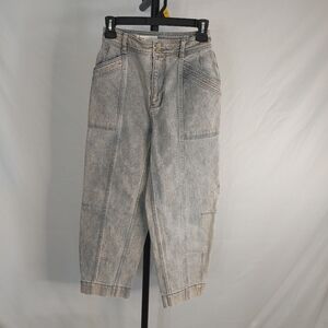 Anthropologie Pilcro Gray Wash Barrel Leg Cropped Jeans Womens Size 25 High Rise